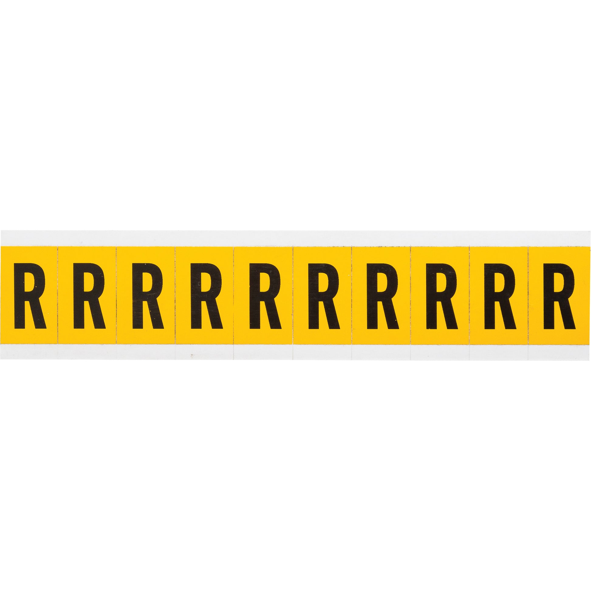 Brady Individual Number & Letter Labels, R, 1" H, Black on Yellow