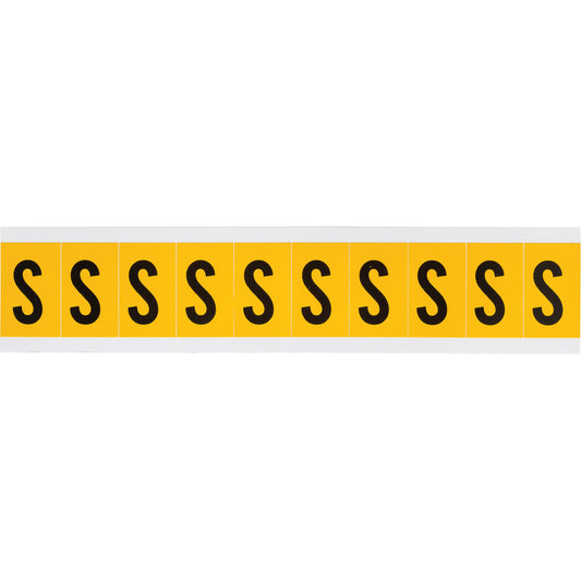 Brady Individual Number & Letter Labels, S, 1" H, Black on Yellow