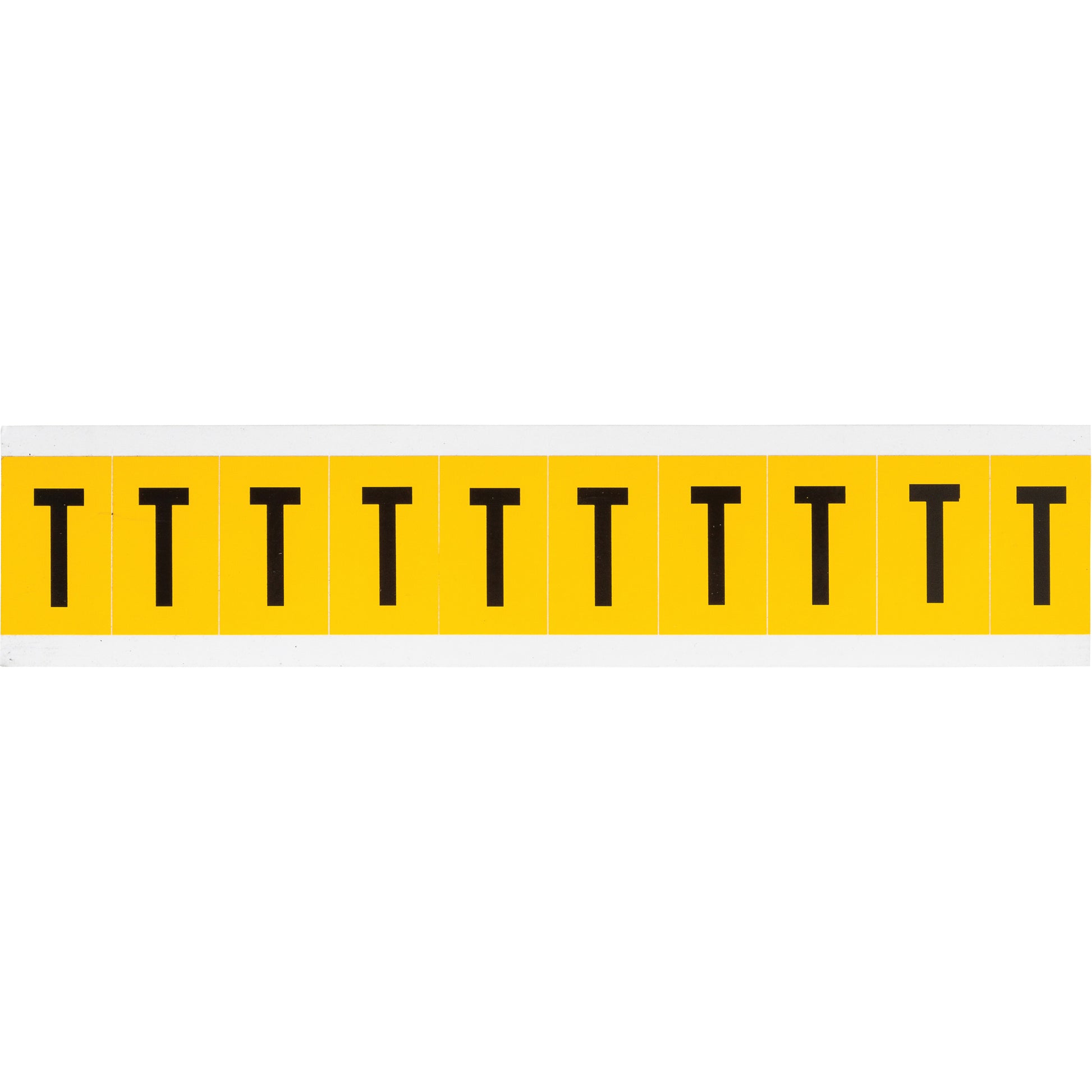 Brady Individual Number & Letter Labels, T, 1" H, Black on Yellow