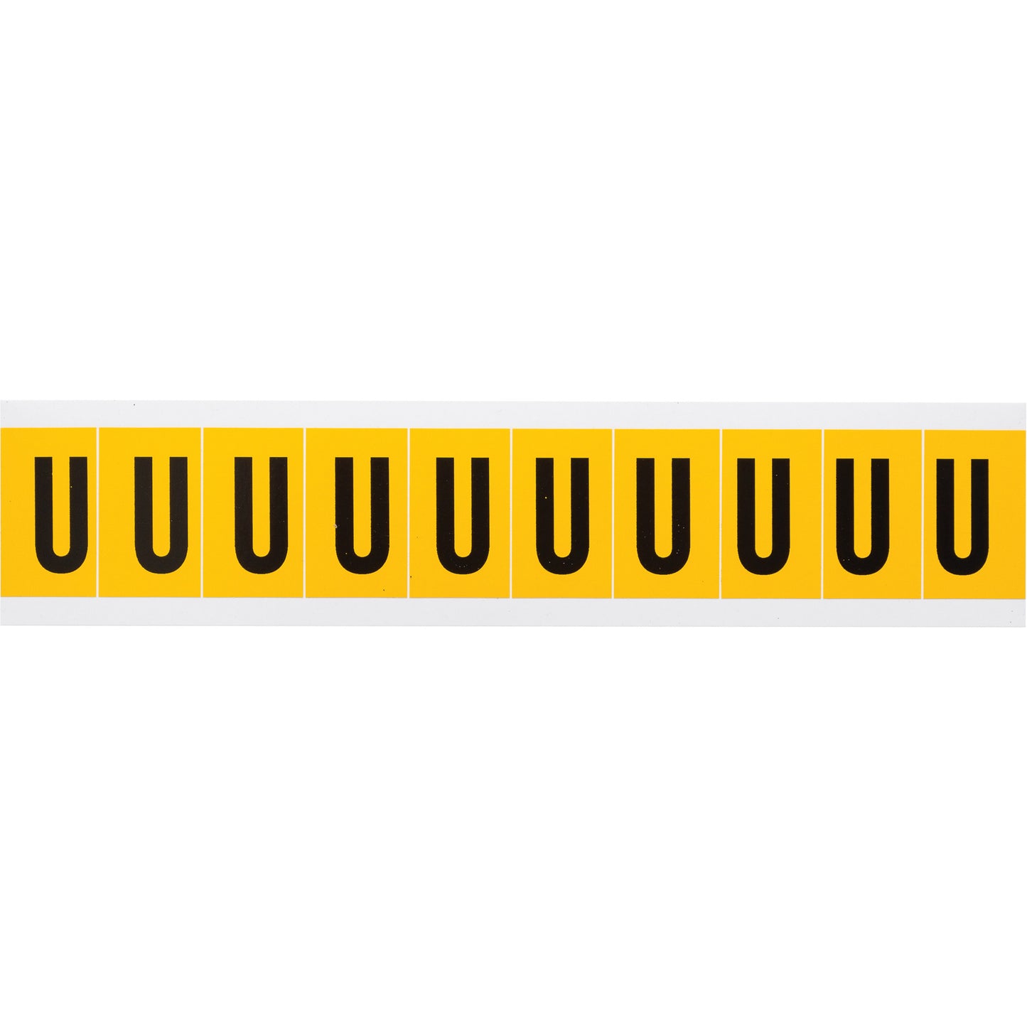 Brady Individual Number & Letter Labels, U, 1" H, Black on Yellow
