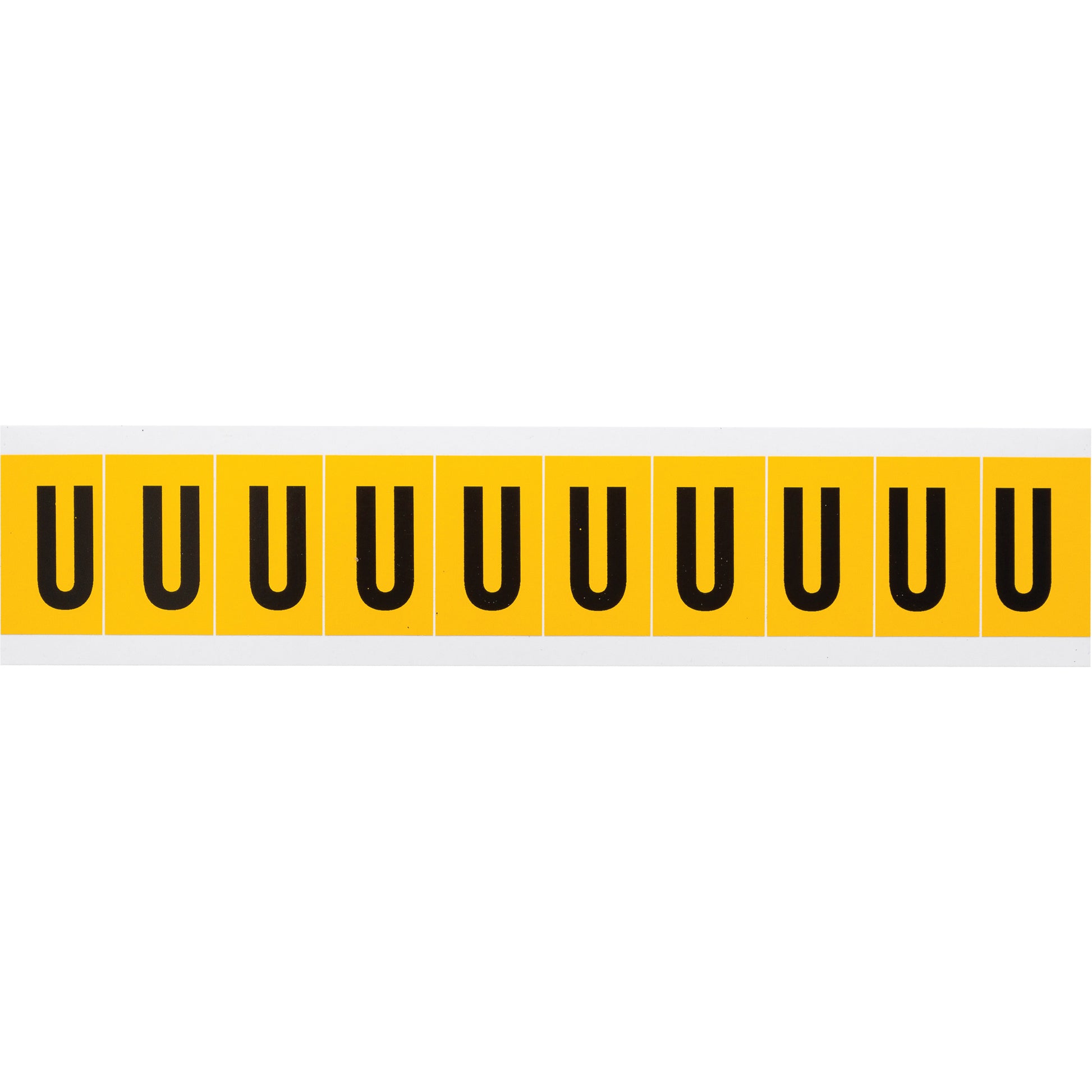Brady Individual Number & Letter Labels, U, 1" H, Black on Yellow