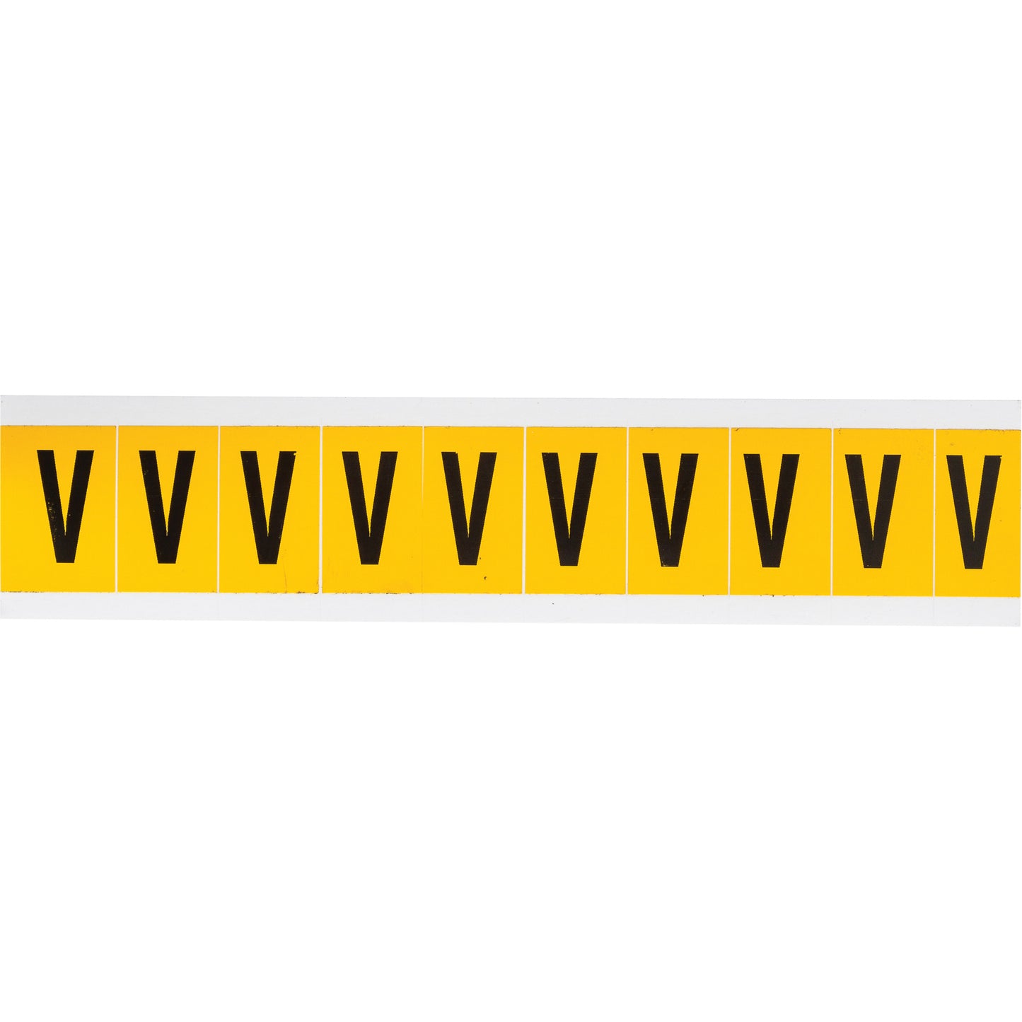 Brady Individual Number & Letter Labels, V, 1" H, Black on Yellow