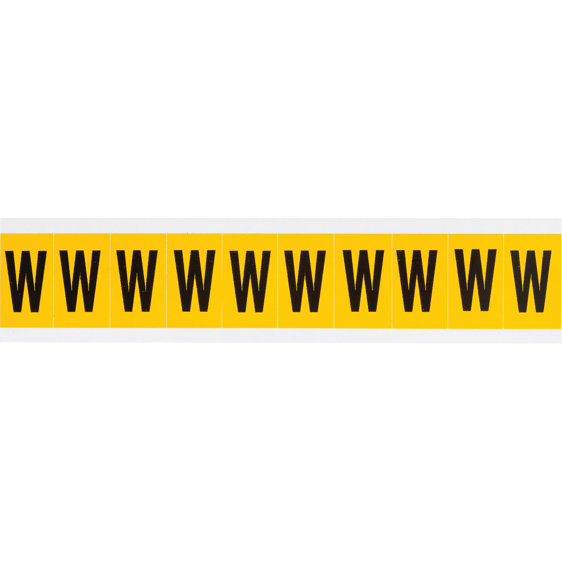 Brady Individual Number & Letter Labels, W, 1" H, Black on Yellow