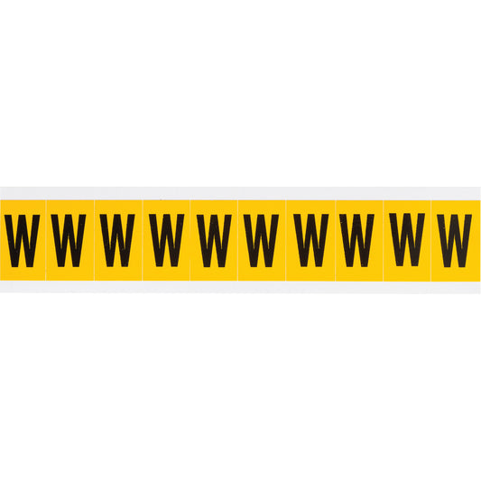 Brady Individual Number & Letter Labels, W, 1" H, Black on Yellow