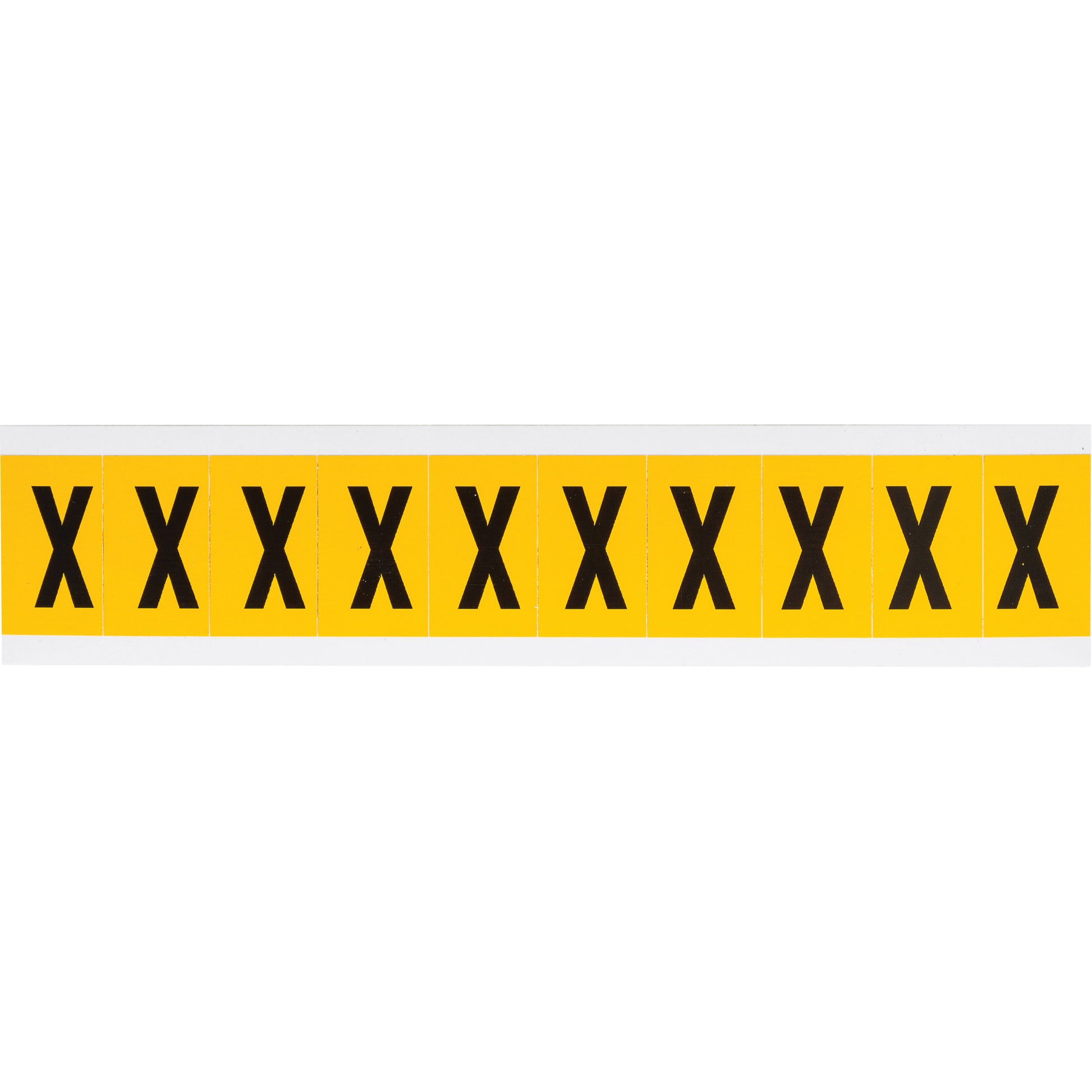 Brady Individual Number & Letter Labels, X, 1" H, Black on Yellow