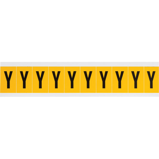 Brady Individual Number & Letter Labels, Y, 1" H, Black on Yellow
