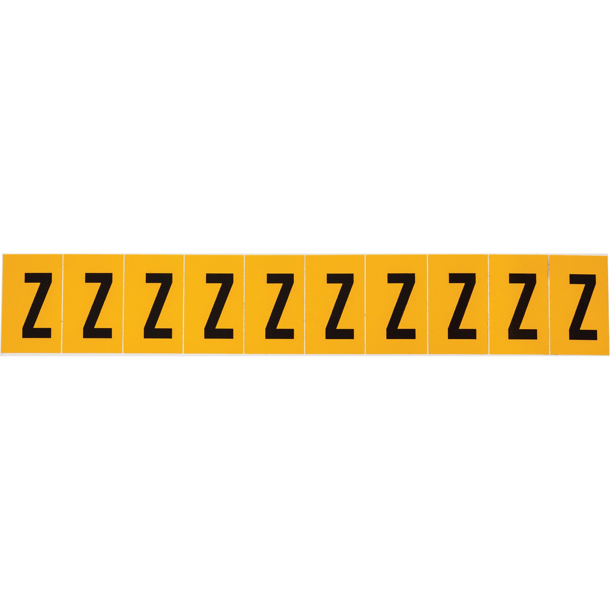 Brady Individual Number & Letter Labels, Z, 1" H, Black on Yellow