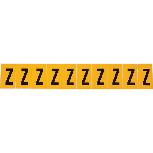 Brady Individual Number & Letter Labels, Z, 1" H, Black on Yellow