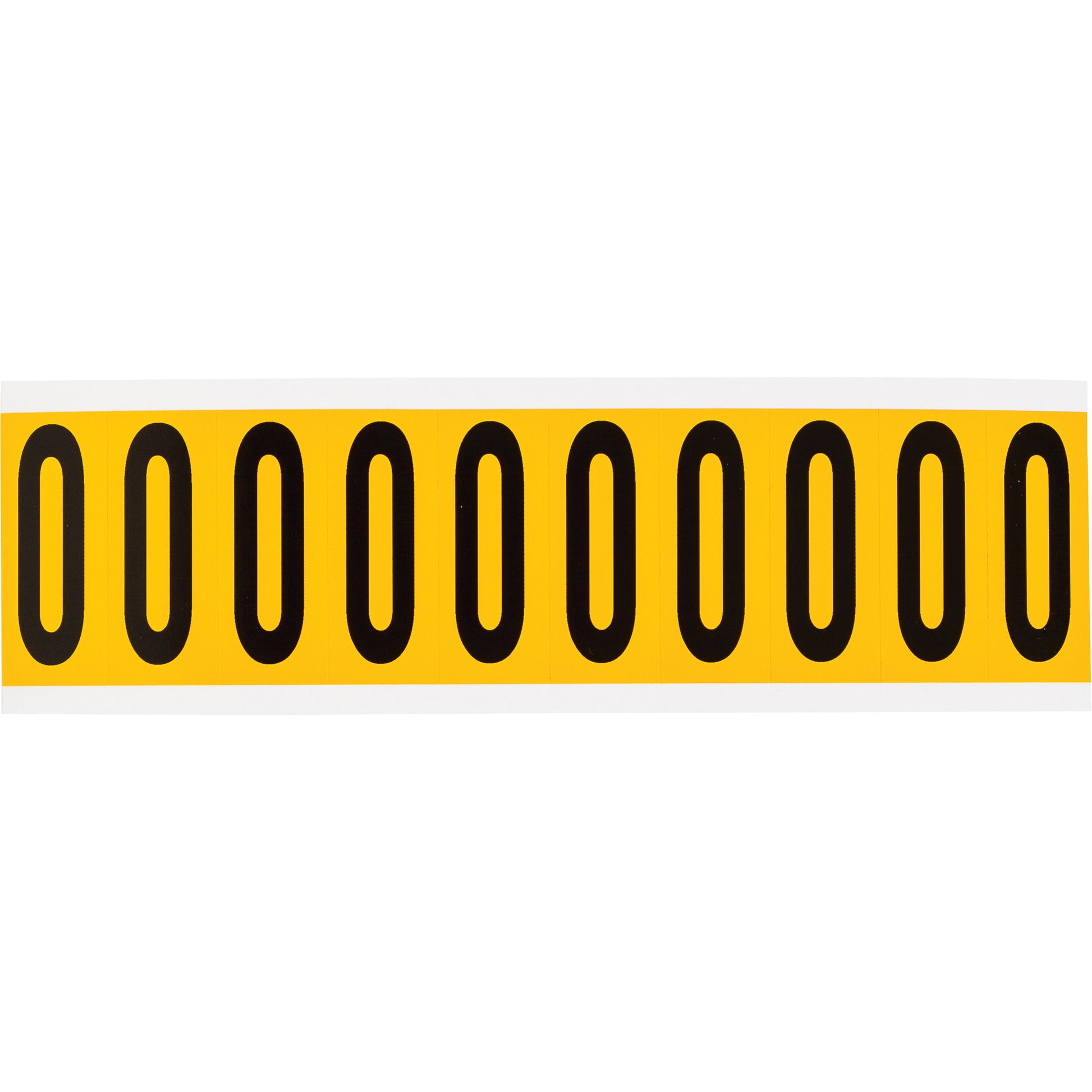 Brady Individual Number and Letter Labels, 0, 2" H, Black on Yellow