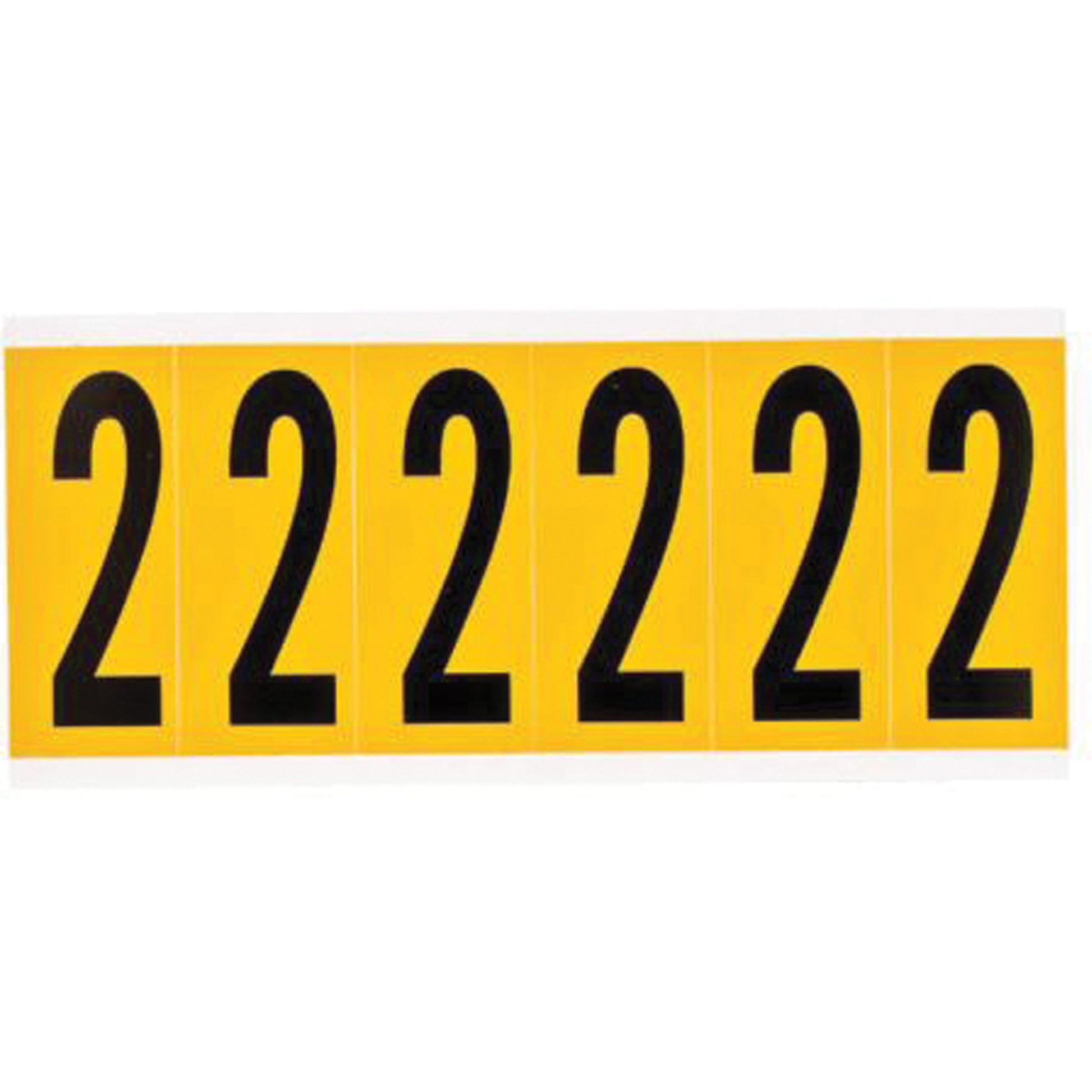 Brady Individual Number and Letter Labels, 2, 2" H, Black on Yellow