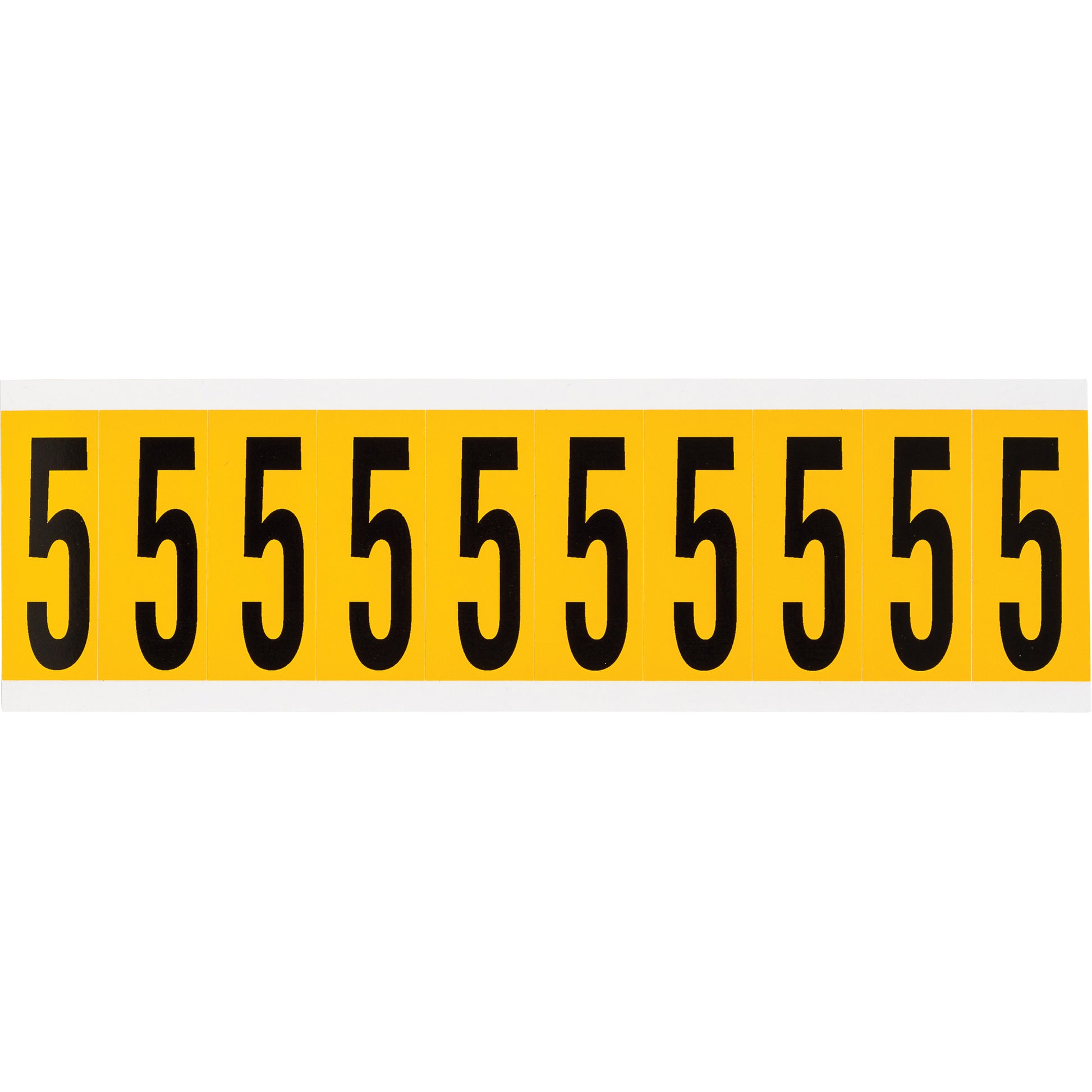 Brady Individual Number and Letter Labels, 5, 2" H, Black on Yellow