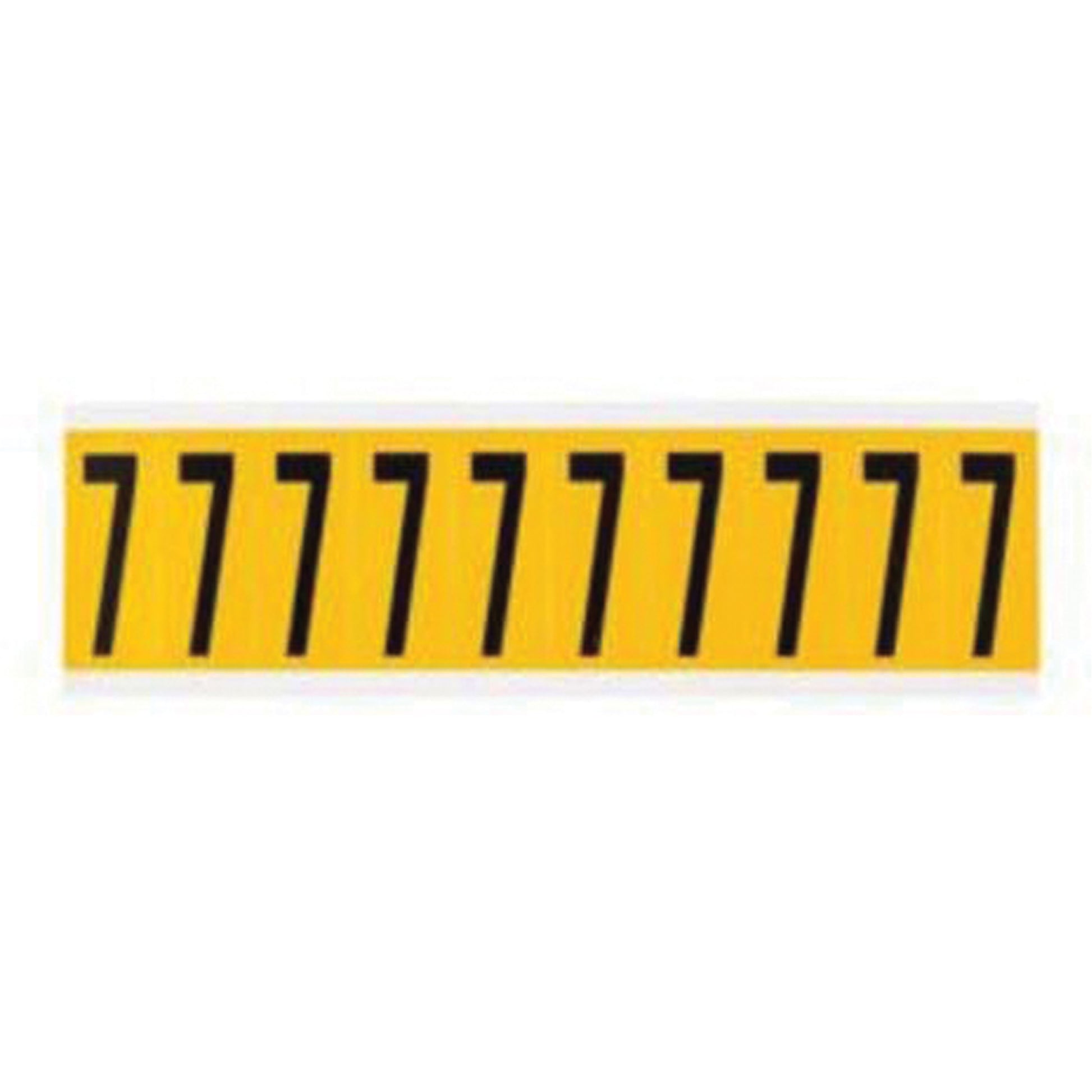Brady Individual Number and Letter Label, 7, 2" H, Black on Yellow