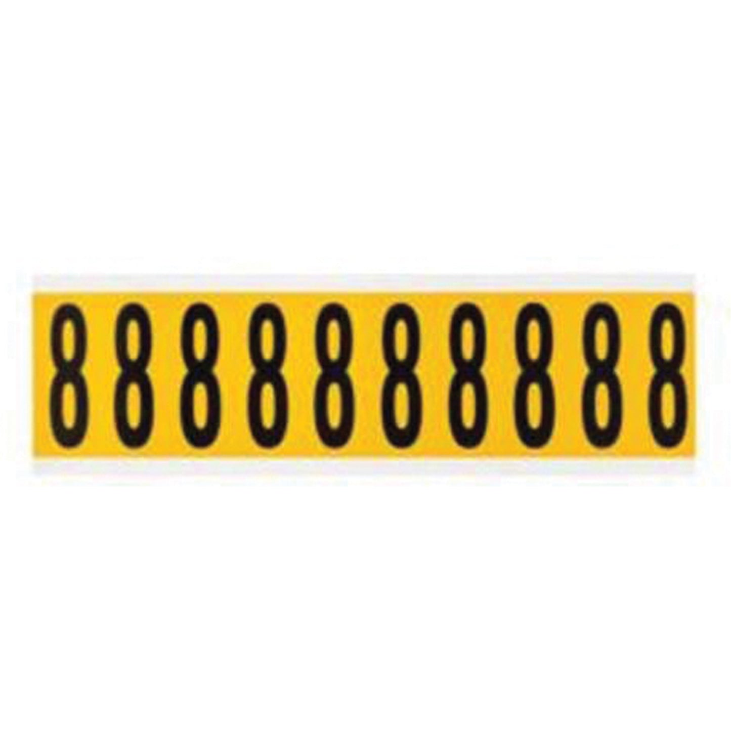 Brady Individual Number and Letter Labels, 8, 2" H, Black on Yellow