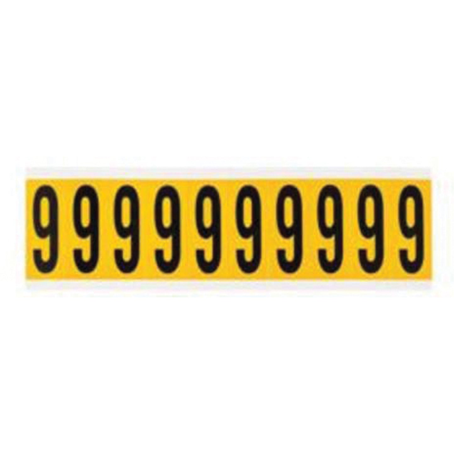 Brady Individual Number and Letter Labels, 9, 2" H, Black on Yellow