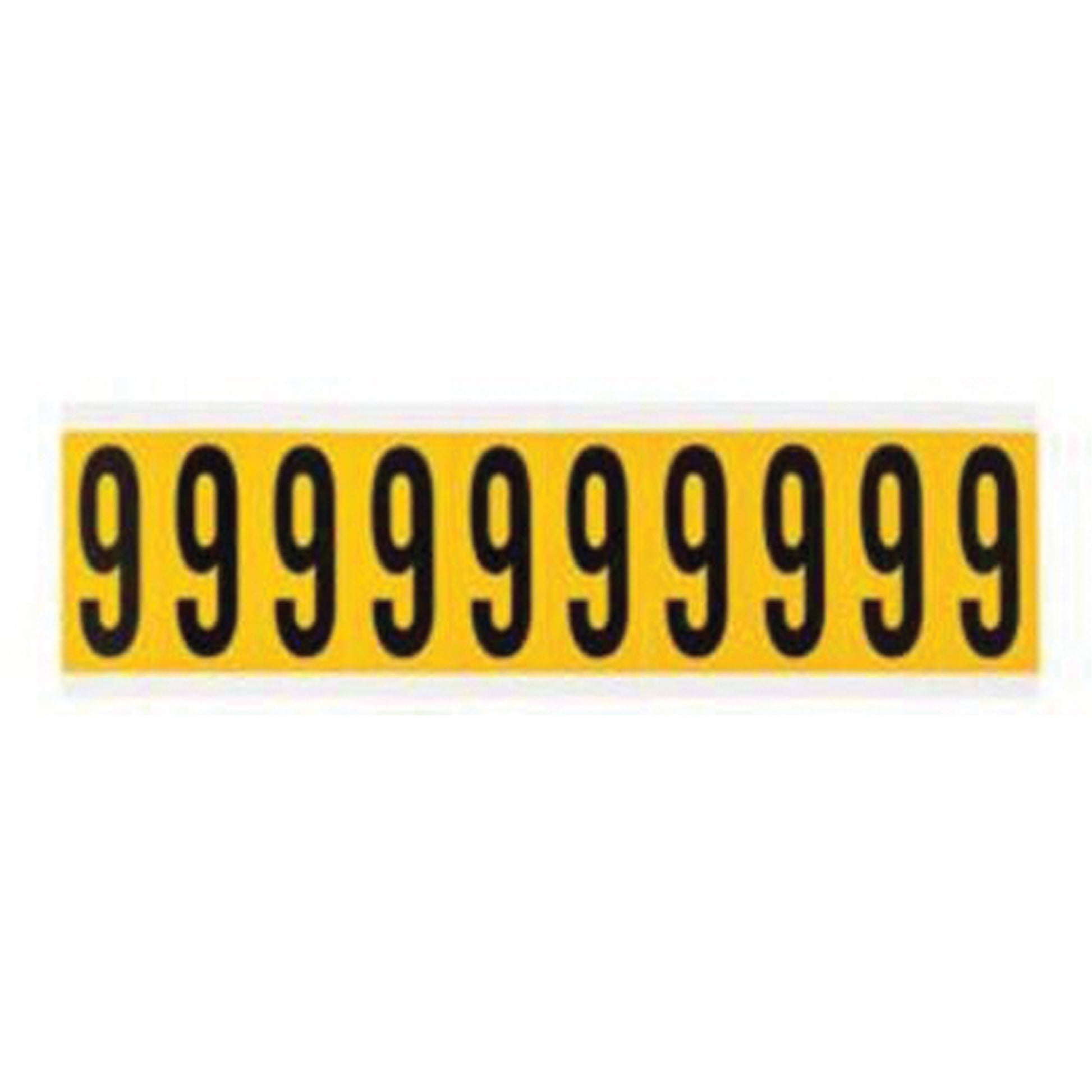 Brady Individual Number and Letter Labels, 9, 2" H, Black on Yellow