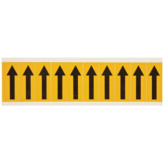 Brady Individual Number and Letter Labels, Arrow Symbol, 2" H, Black on Yellow