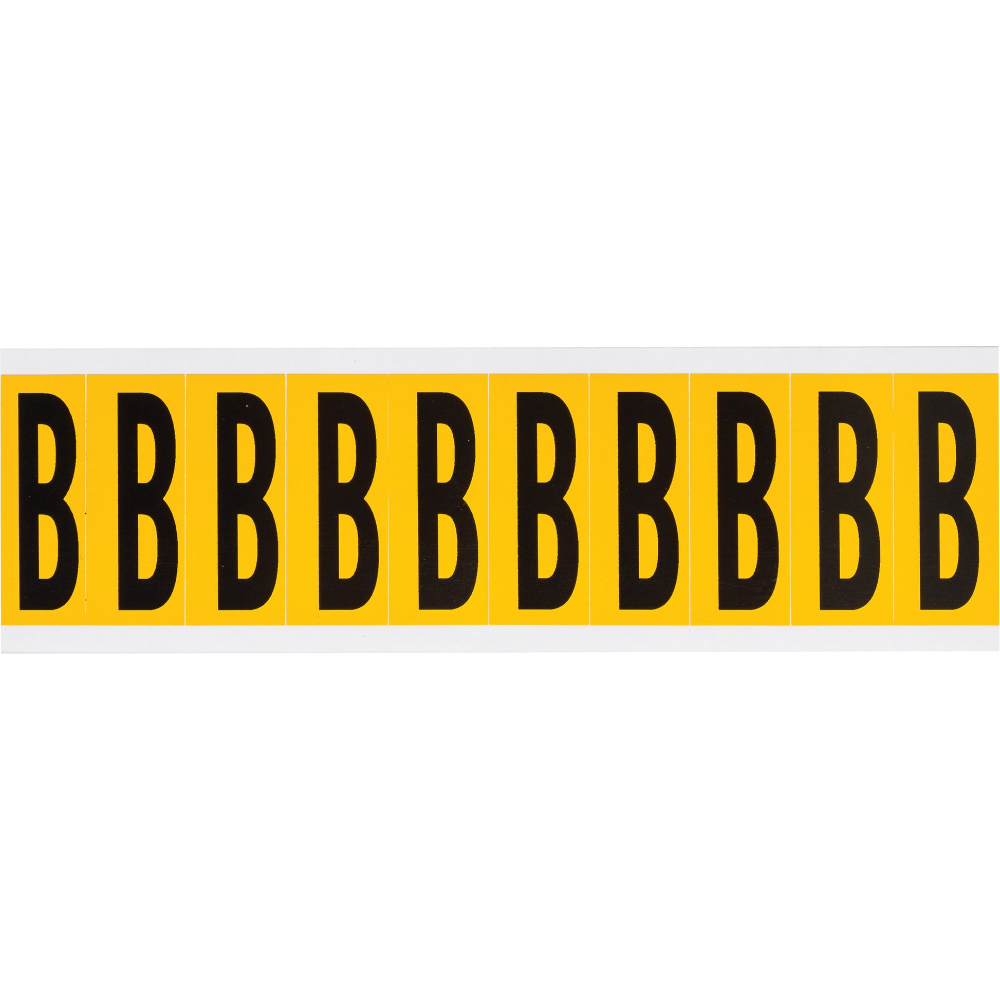 Brady Individual Number and Letter Labels, B, 2" H, Black on Yellow