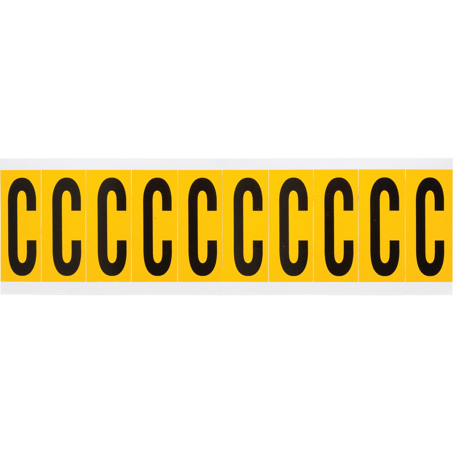 Brady Individual Number and Letter Labels, C, 2" H, Black on Yellow