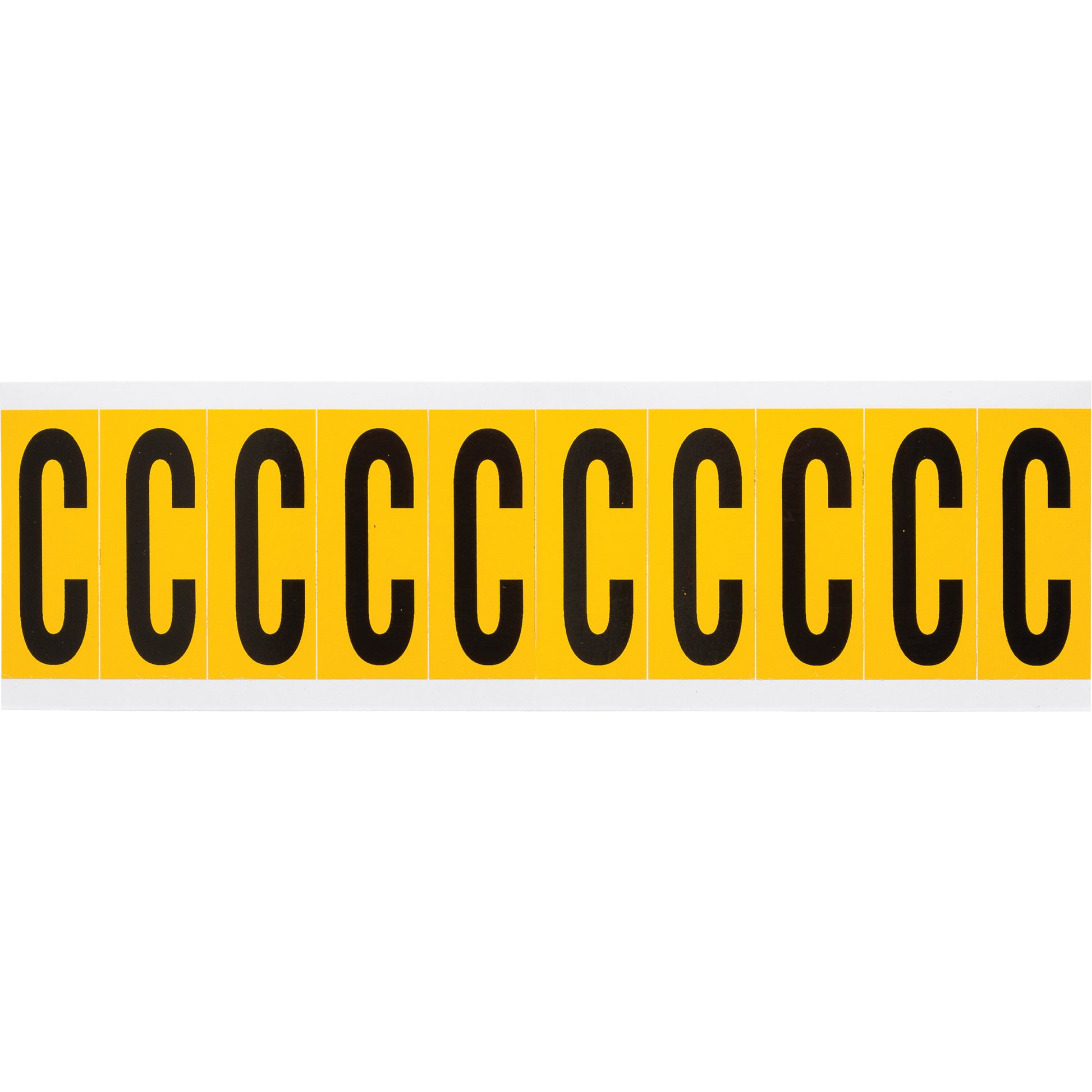 Brady Individual Number and Letter Labels, C, 2" H, Black on Yellow