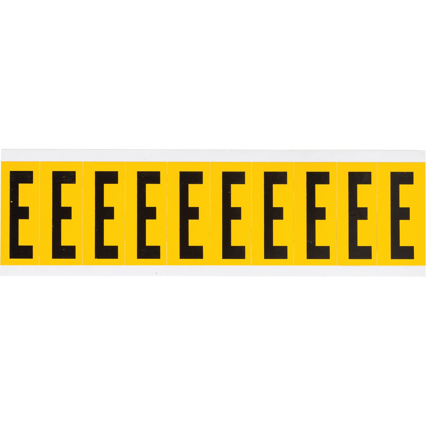 Brady Individual Number and Letter Labels, E, 2" H, Black on Yellow