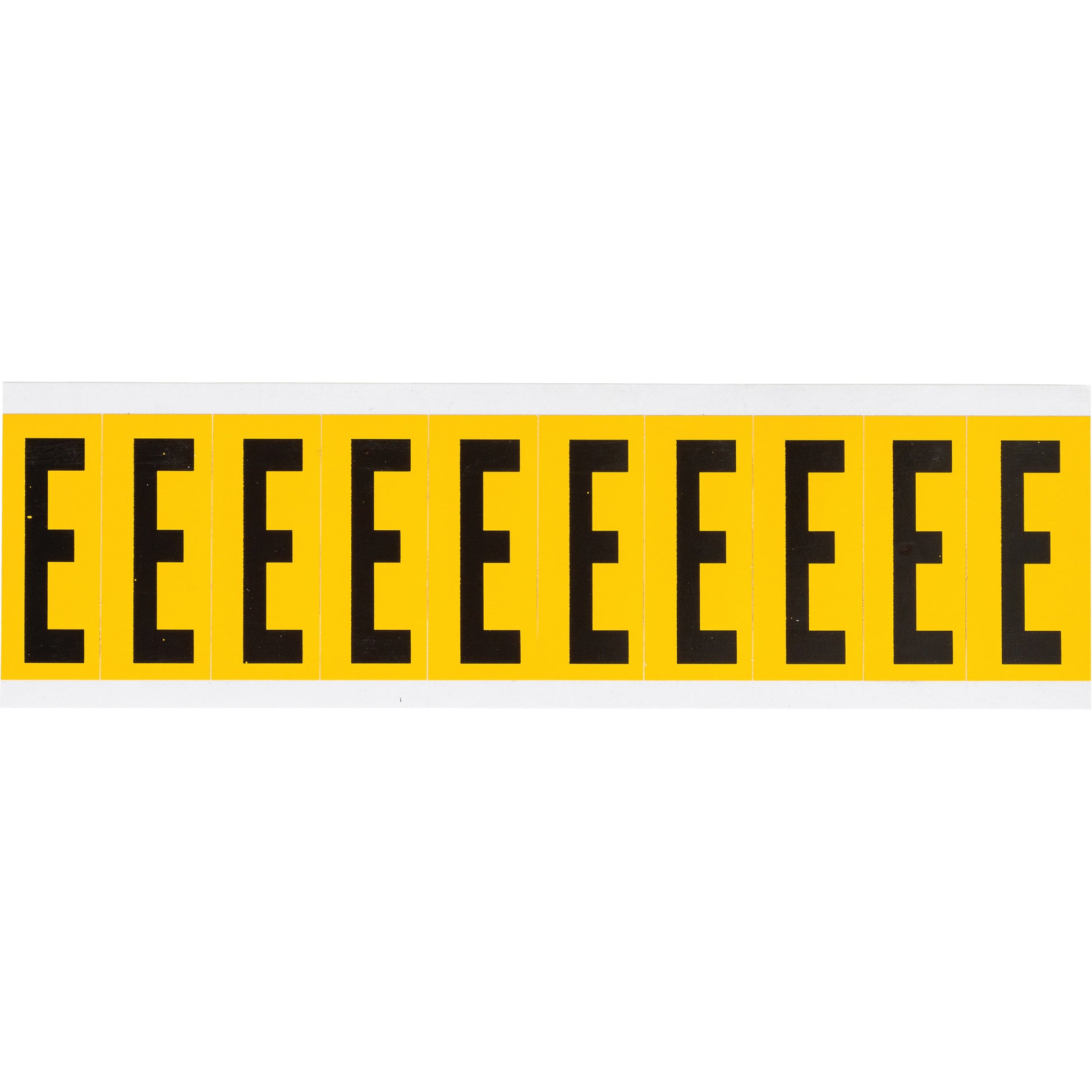 Brady Individual Number and Letter Labels, E, 2" H, Black on Yellow