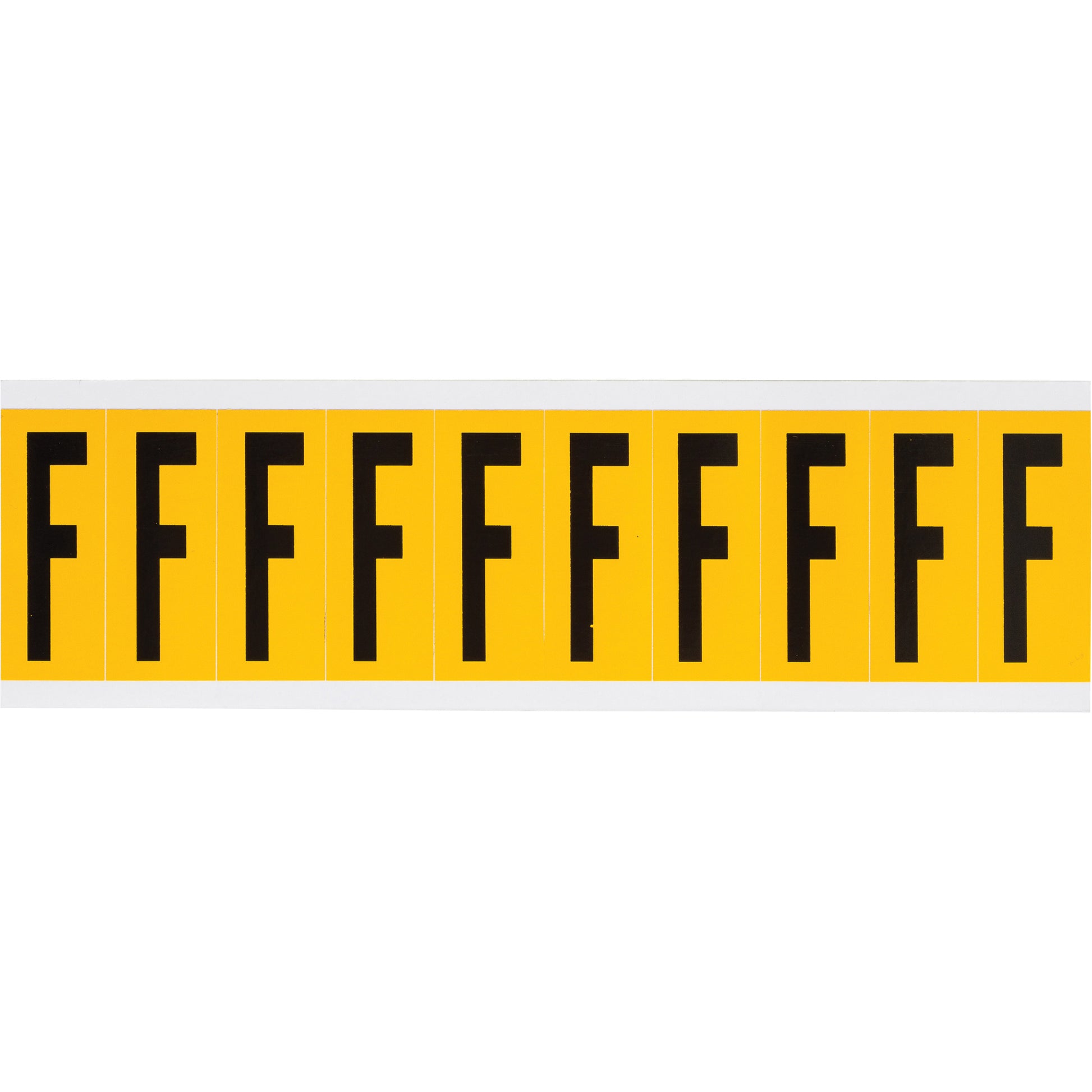 Brady Individual Number and Letter Labels, F, 2" H, Black on Yellow