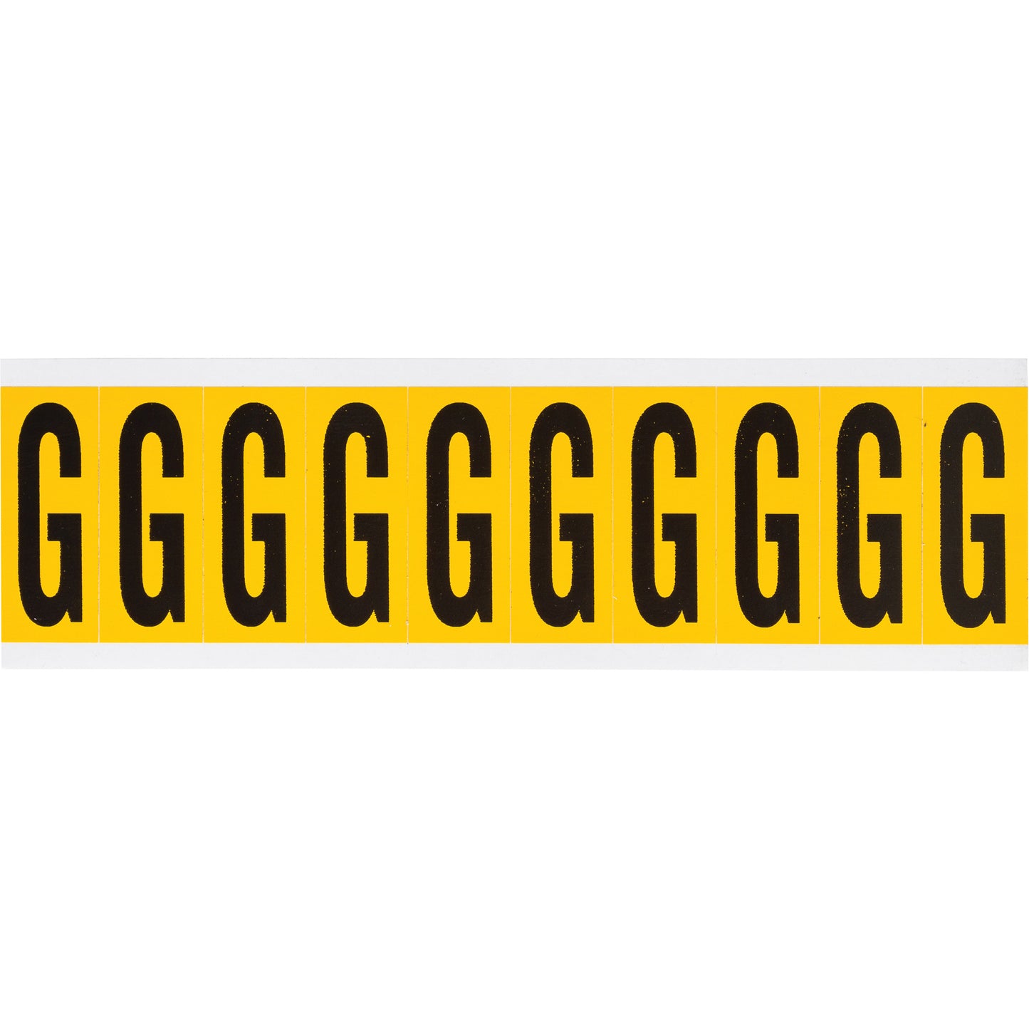 Brady Individual Number and Letter Labels, G, 2" H, Black on Yellow