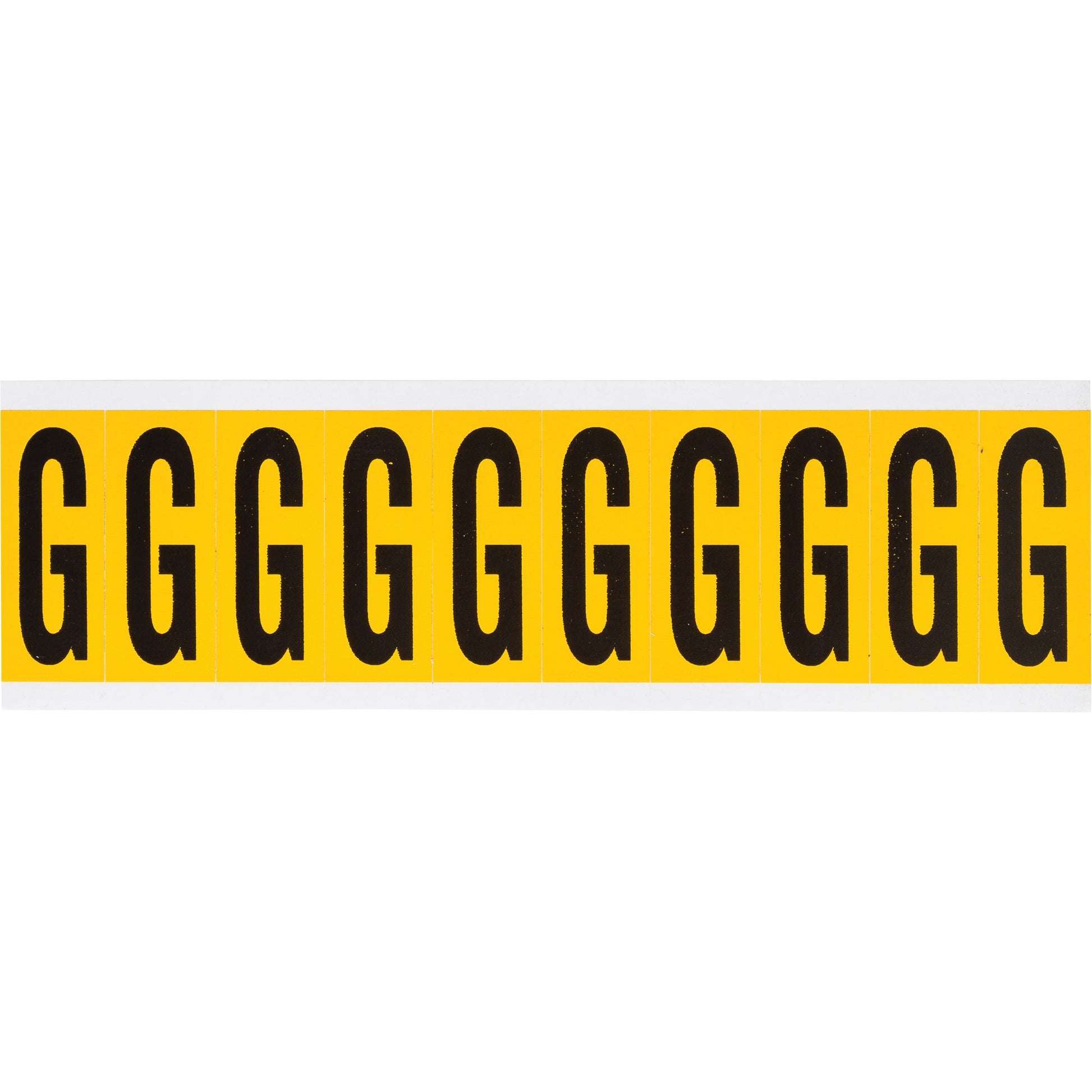 Brady Individual Number and Letter Labels, G, 2" H, Black on Yellow