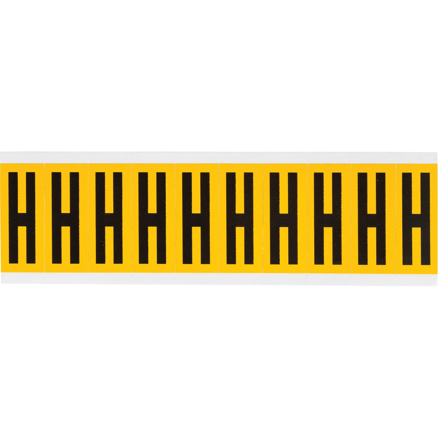 Brady Individual Number and Letter Labels, H, 2" H, Black on Yellow