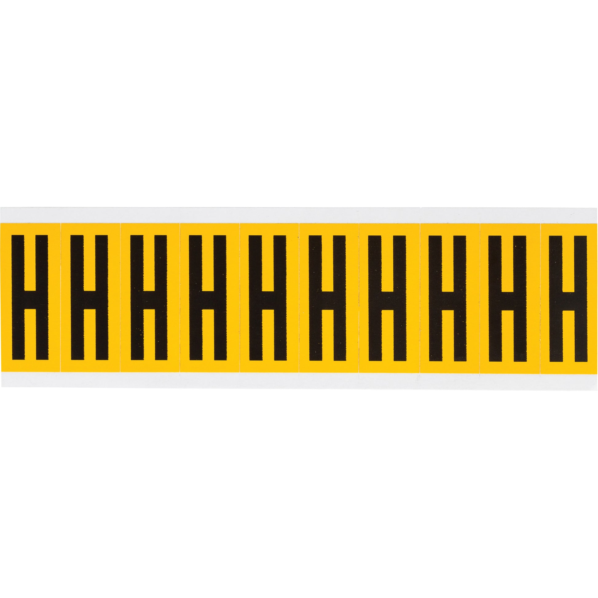 Brady Individual Number and Letter Labels, H, 2" H, Black on Yellow