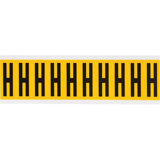 Brady Individual Number and Letter Labels, H, 2" H, Black on Yellow