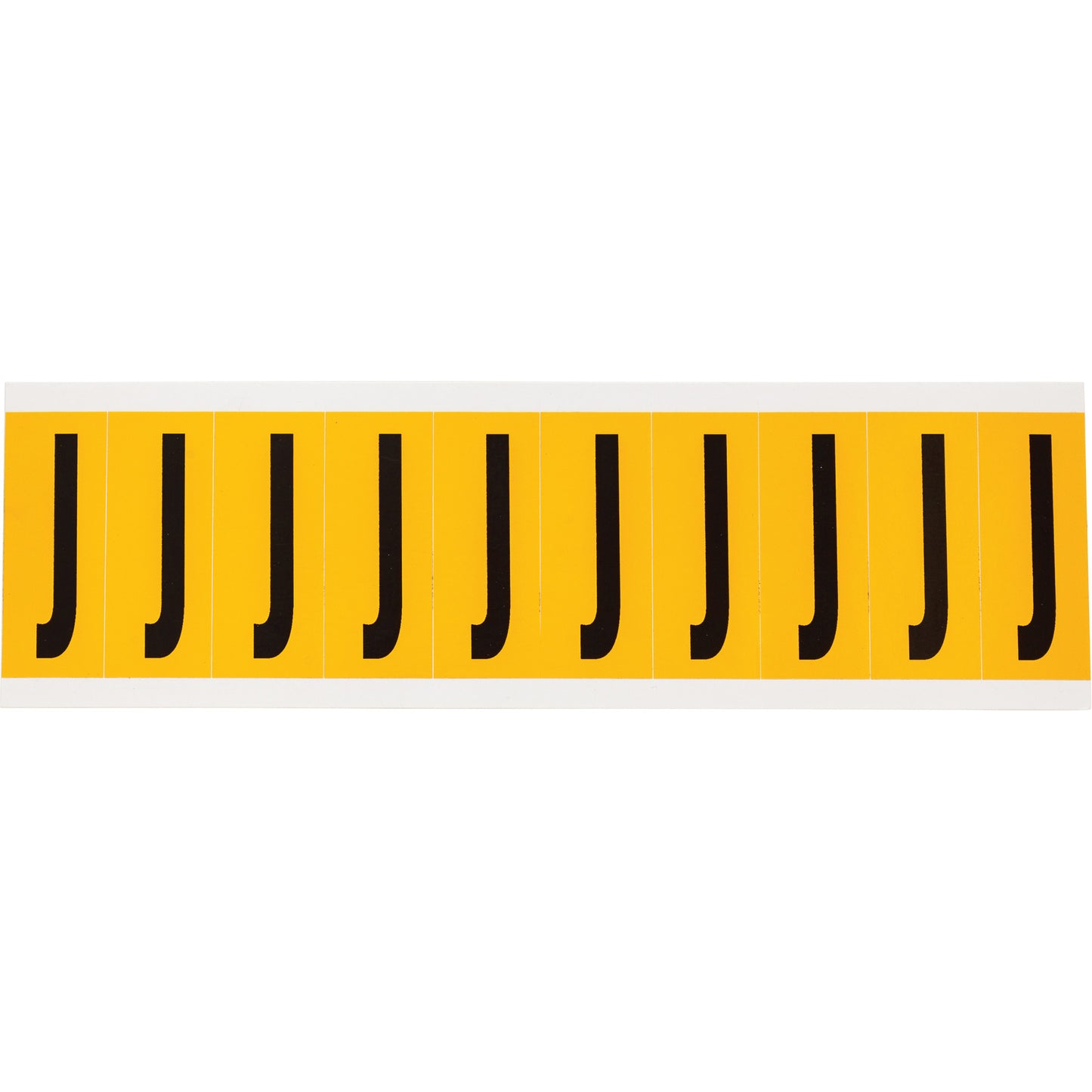 Brady Individual Number and Letter Labels, J, 2" H, Black on Yellow
