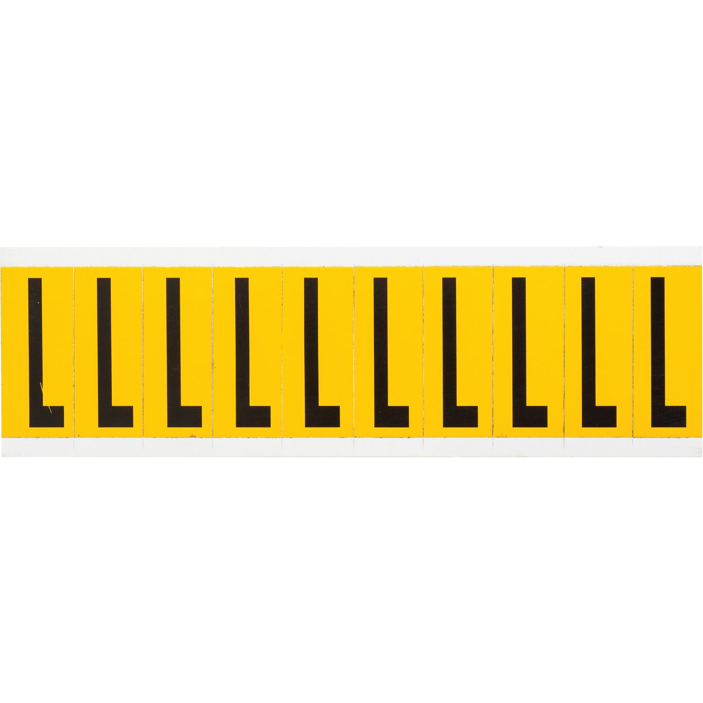 Brady Individual Number and Letter Labels, L, 2" H, Black on Yellow