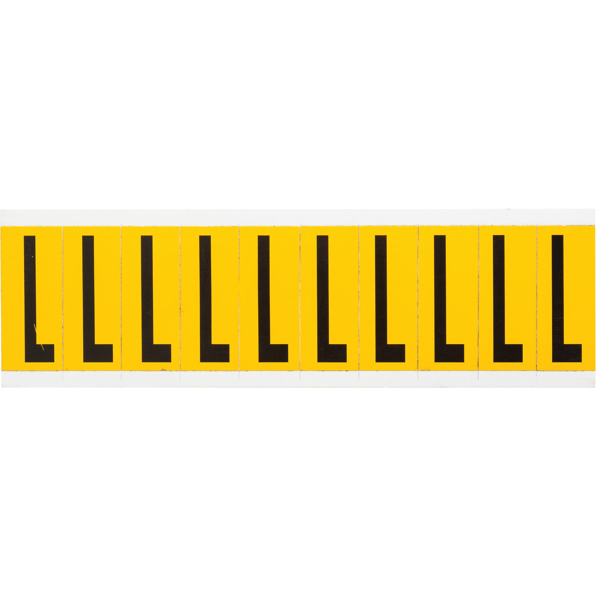 Brady Individual Number and Letter Labels, L, 2" H, Black on Yellow
