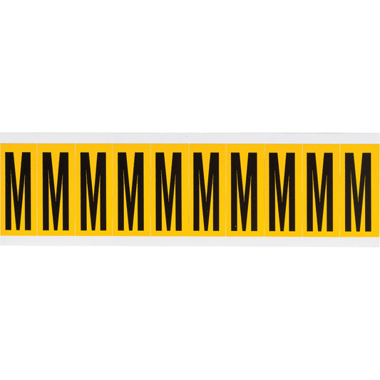 Brady Individual Number & Letter Labels, M, 2" H, Black on Yellow