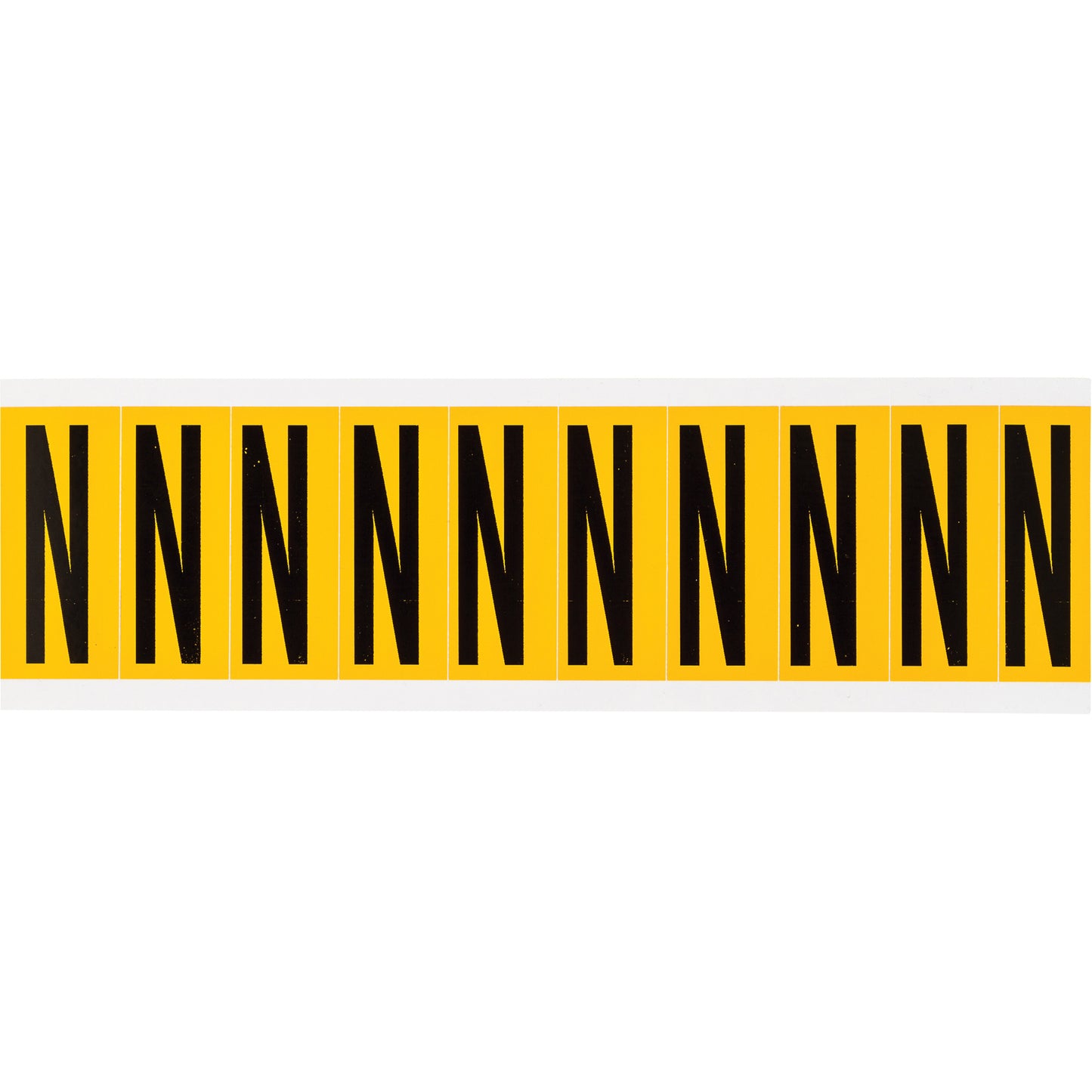 Brady Individual Number & Letter Labels, N, 2" H, Black on Yellow