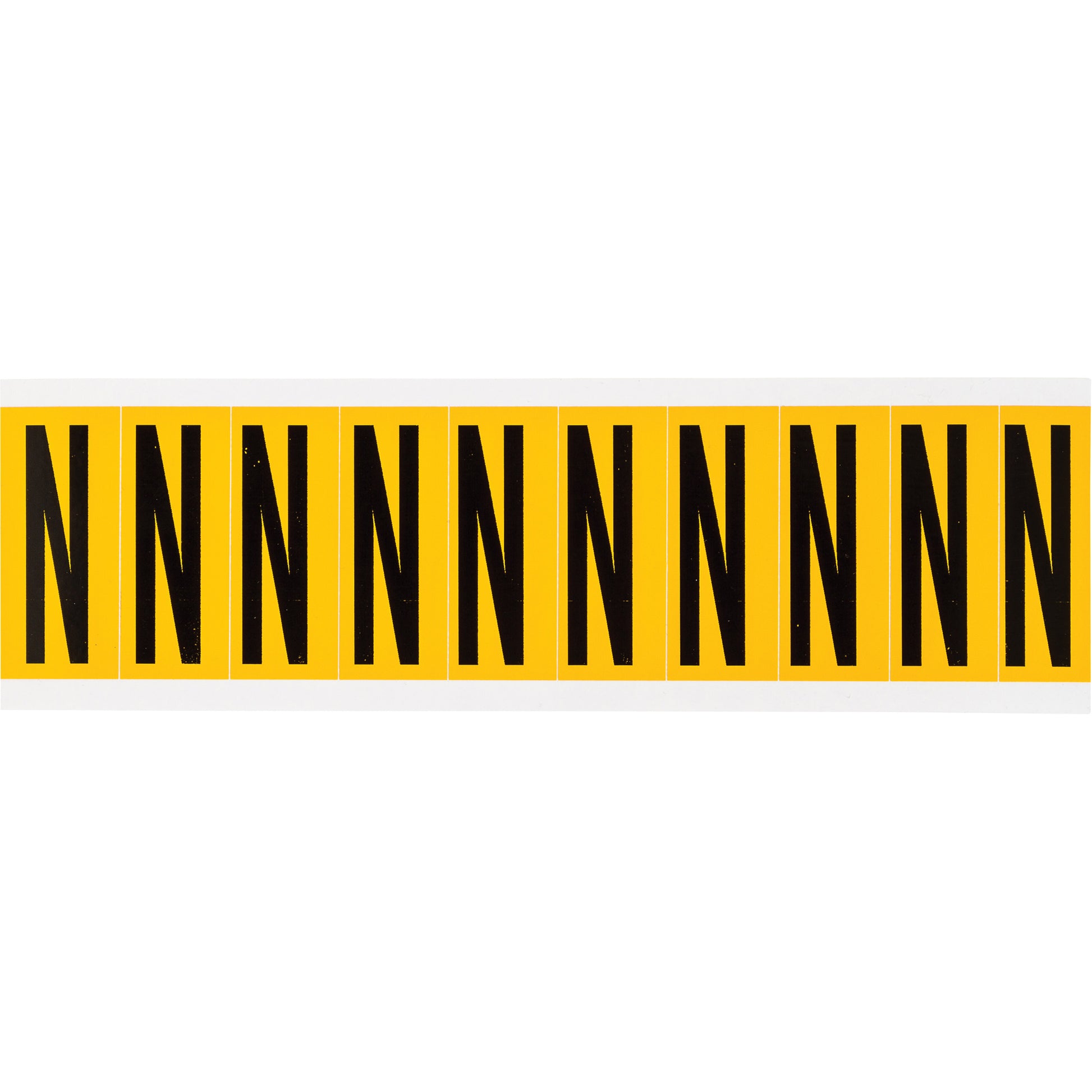 Brady Individual Number & Letter Labels, N, 2" H, Black on Yellow