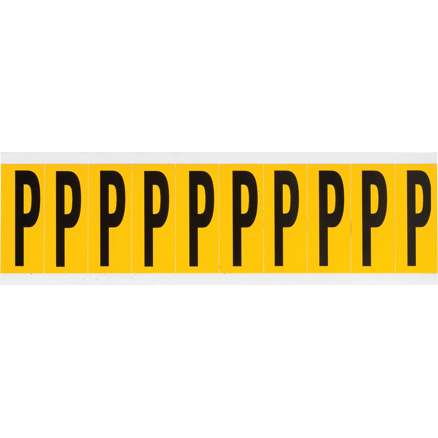 Brady Individual Number & Letter Labels, P, 2" H, Black on Yellow