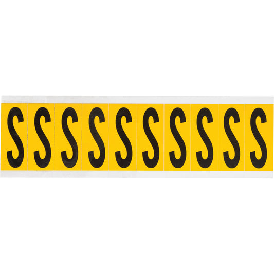 Brady Individual Number & Letter Labels, S, 2" H, Black on Yellow