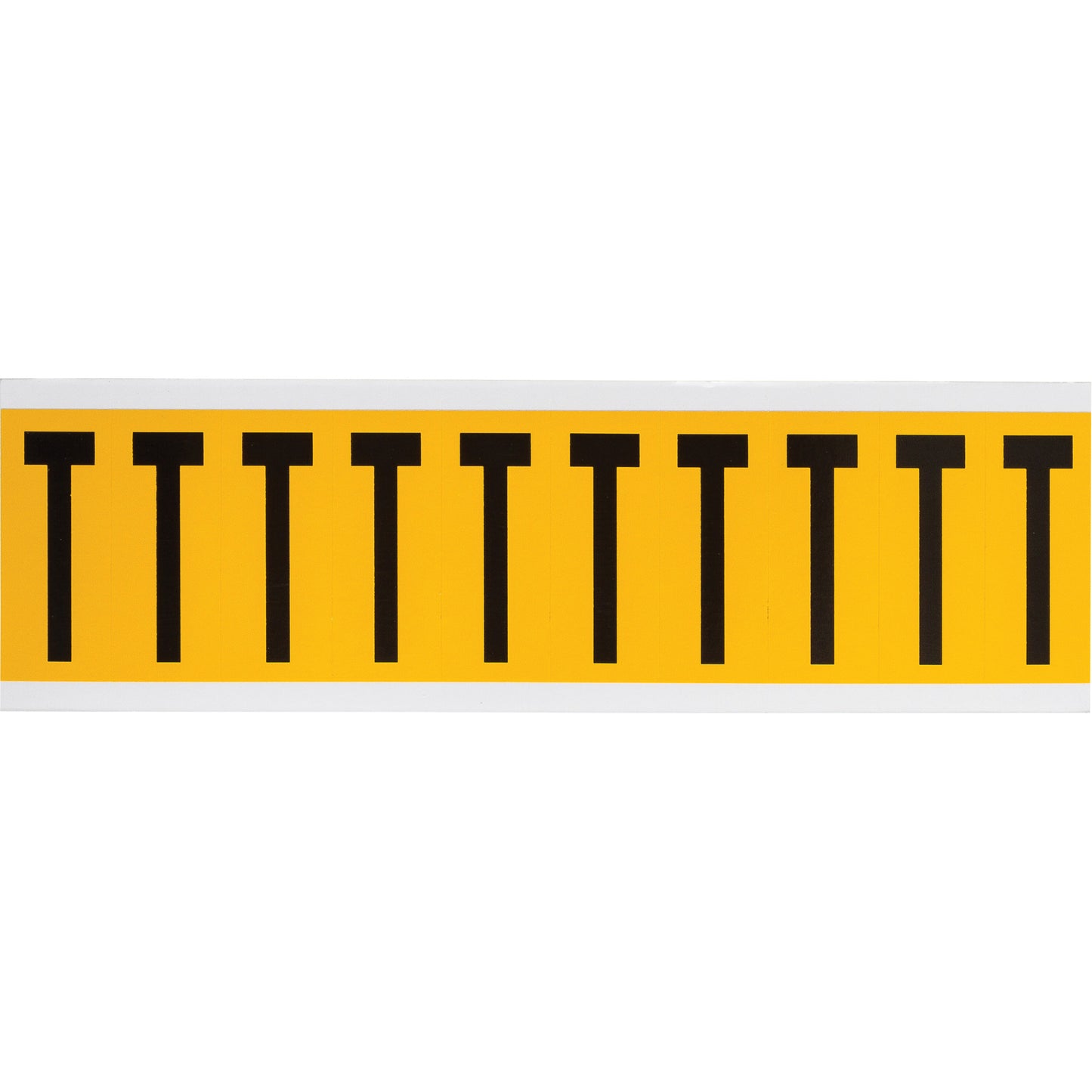 Brady Individual Number & Letter Labels, T, 2" H, Black on Yellow