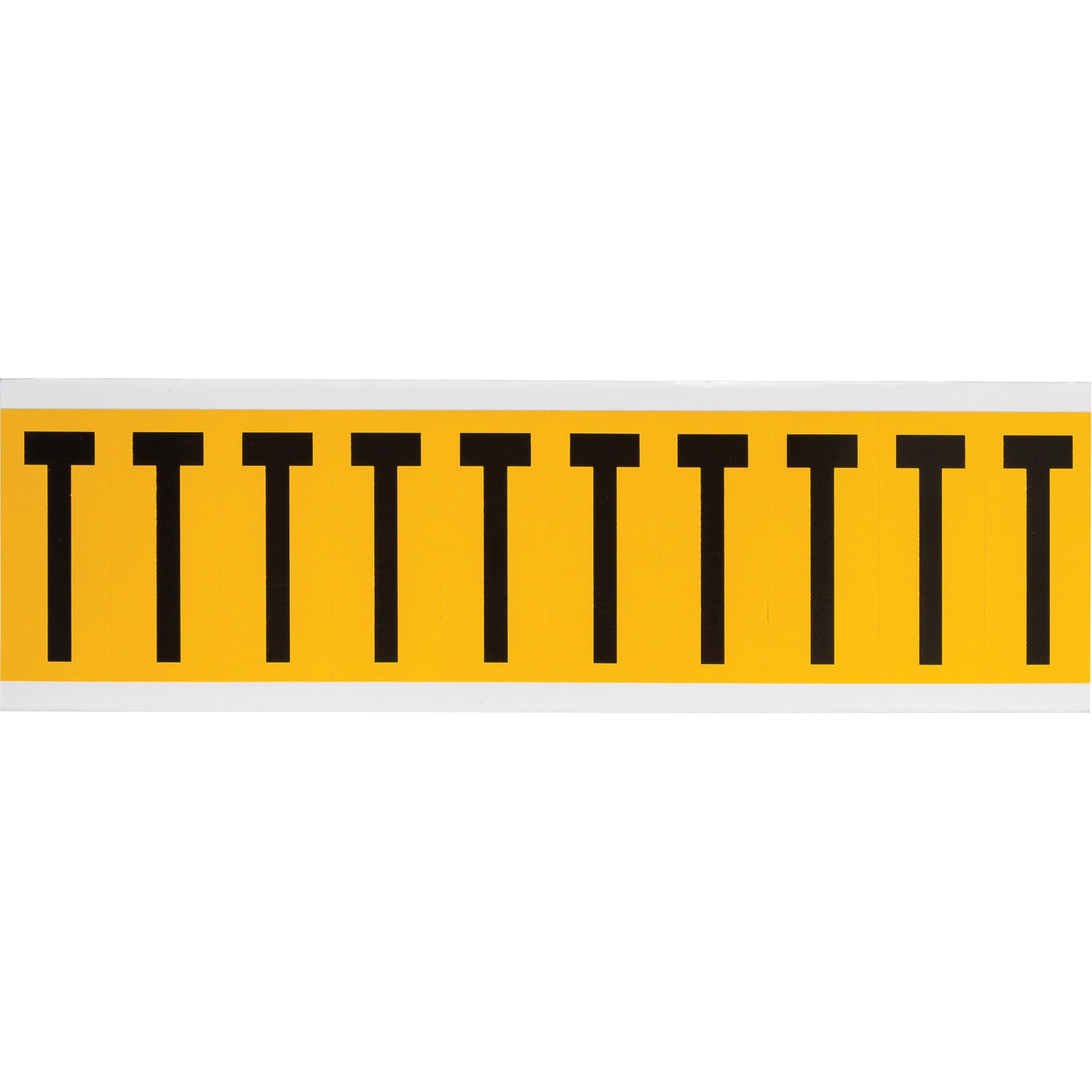 Brady Individual Number & Letter Labels, T, 2" H, Black on Yellow