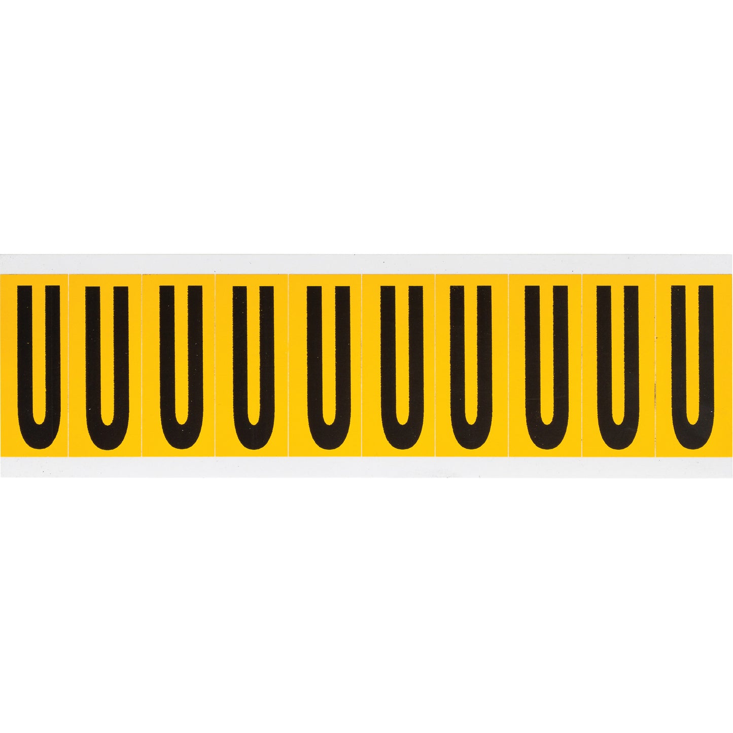 Brady Individual Number & Letter Labels, U, 2" H, Black on Yellow