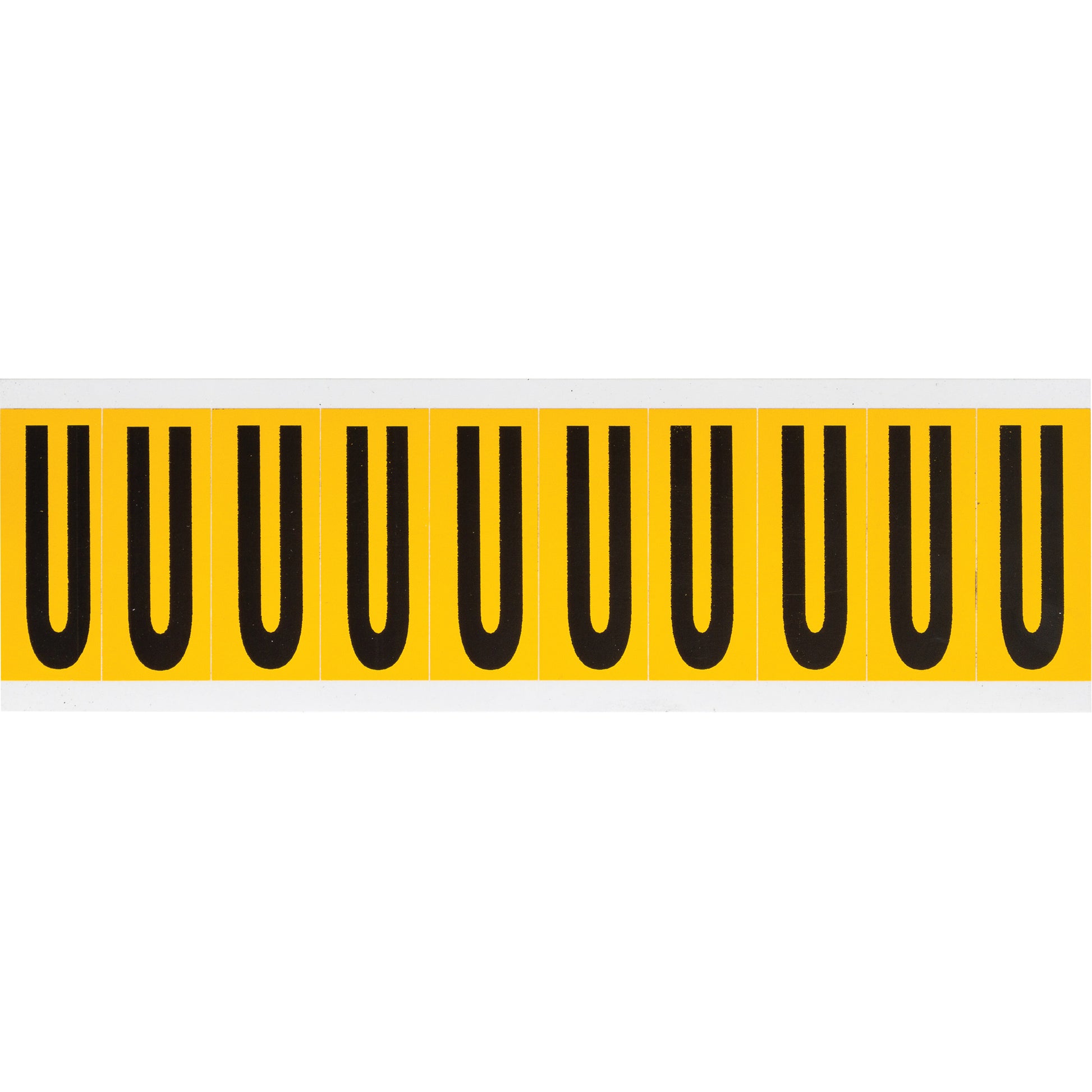 Brady Individual Number & Letter Labels, U, 2" H, Black on Yellow
