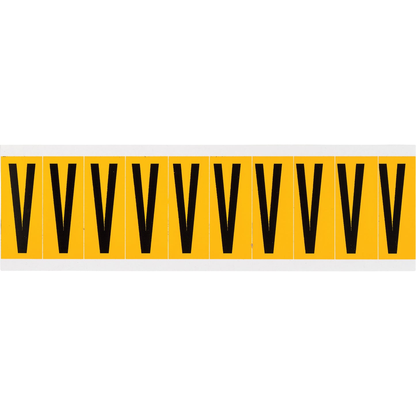 Brady Individual Number & Letter Labels, V, 2" H, Black on Yellow