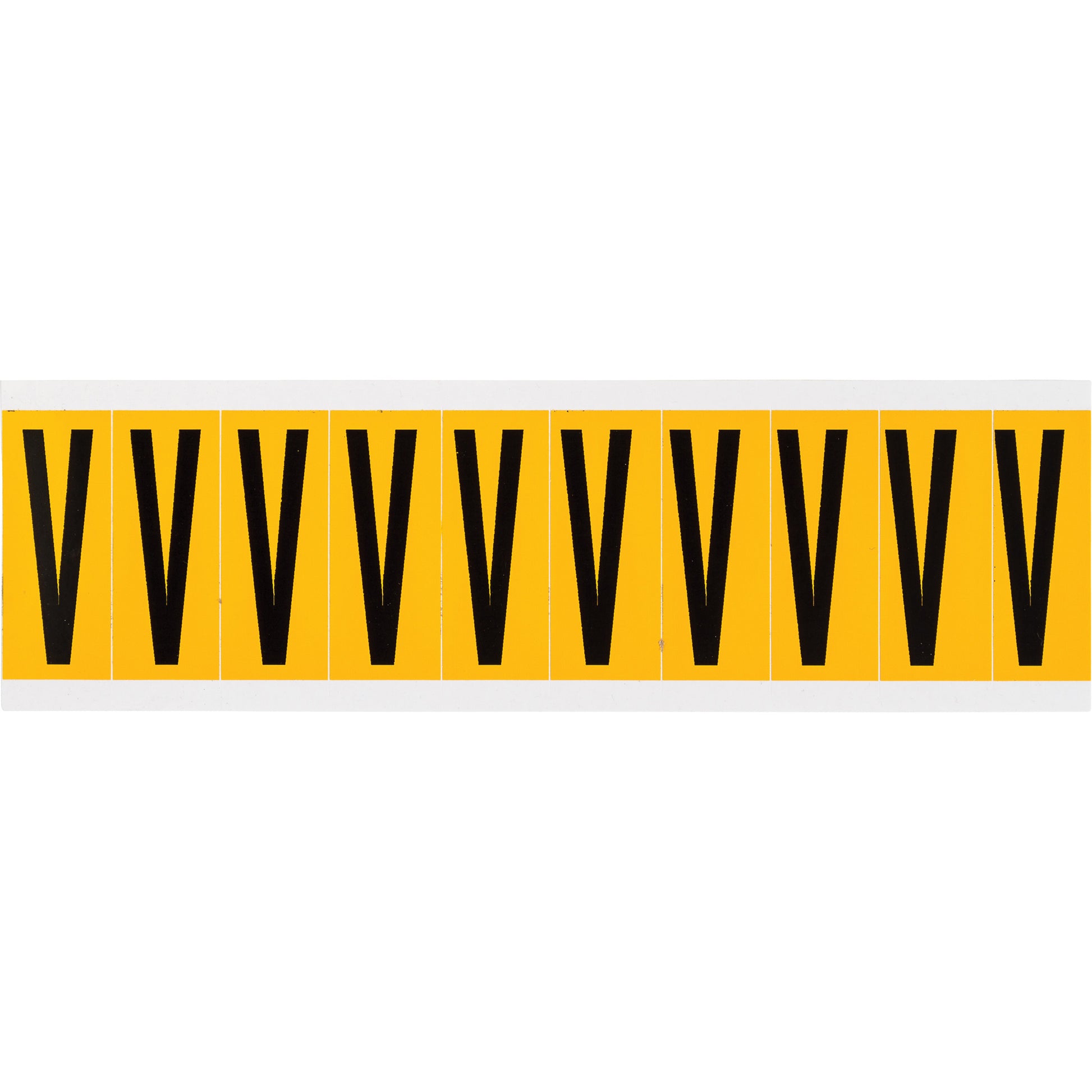 Brady Individual Number & Letter Labels, V, 2" H, Black on Yellow