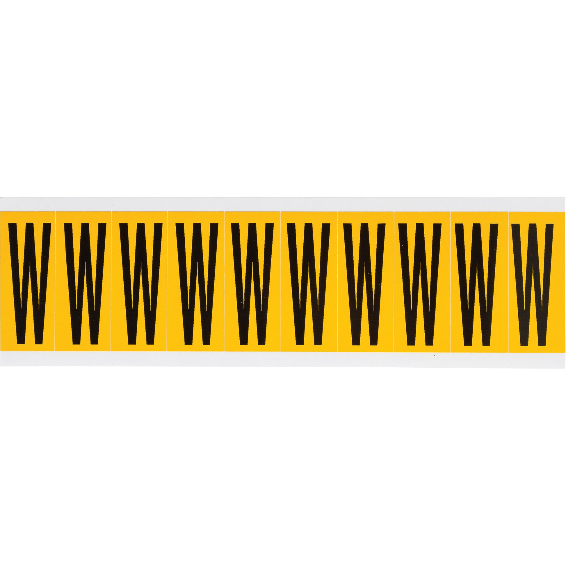 Brady Individual Number & Letter Labels, W, 2" H, Black on Yellow