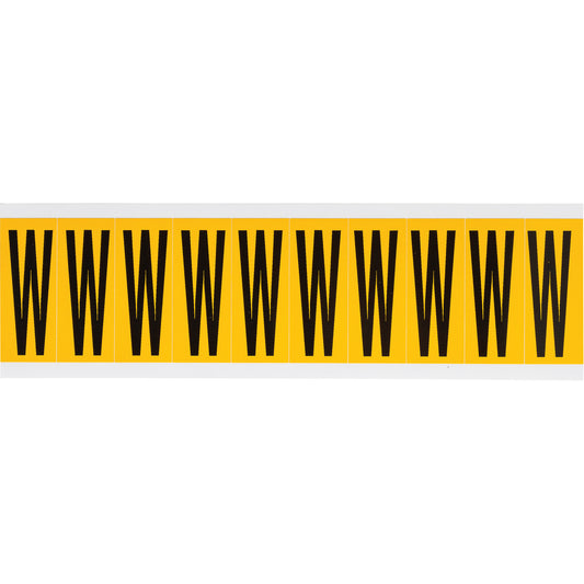 Brady Individual Number & Letter Labels, W, 2" H, Black on Yellow