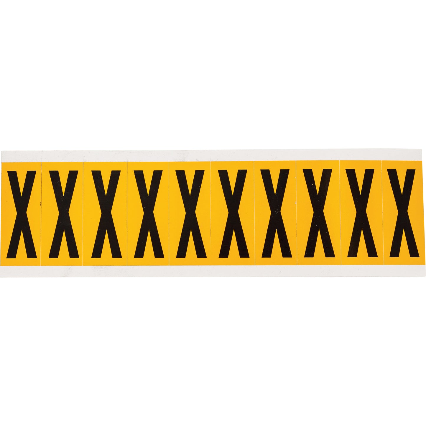 Brady Individual Number & Letter Labels, X, 2" H, Black on Yellow