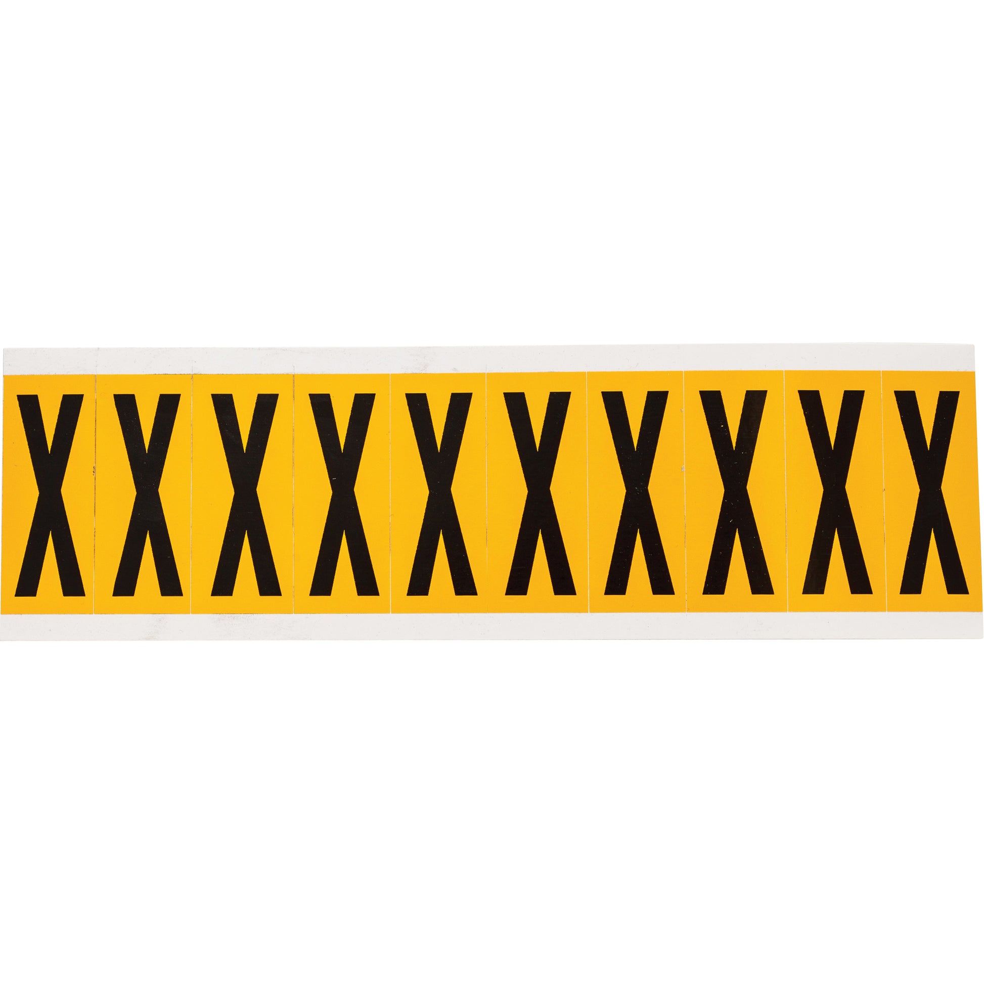 Brady Individual Number & Letter Labels, X, 2" H, Black on Yellow