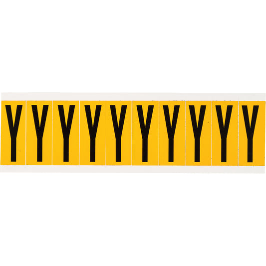 Brady Individual Number & Letter Labels, Y, 2" H, Black on Yellow